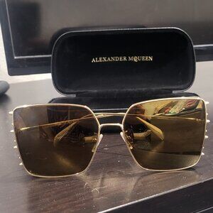 AUTHENTIC Alexander McQueen Women's Spiked Sunglasses - Gold